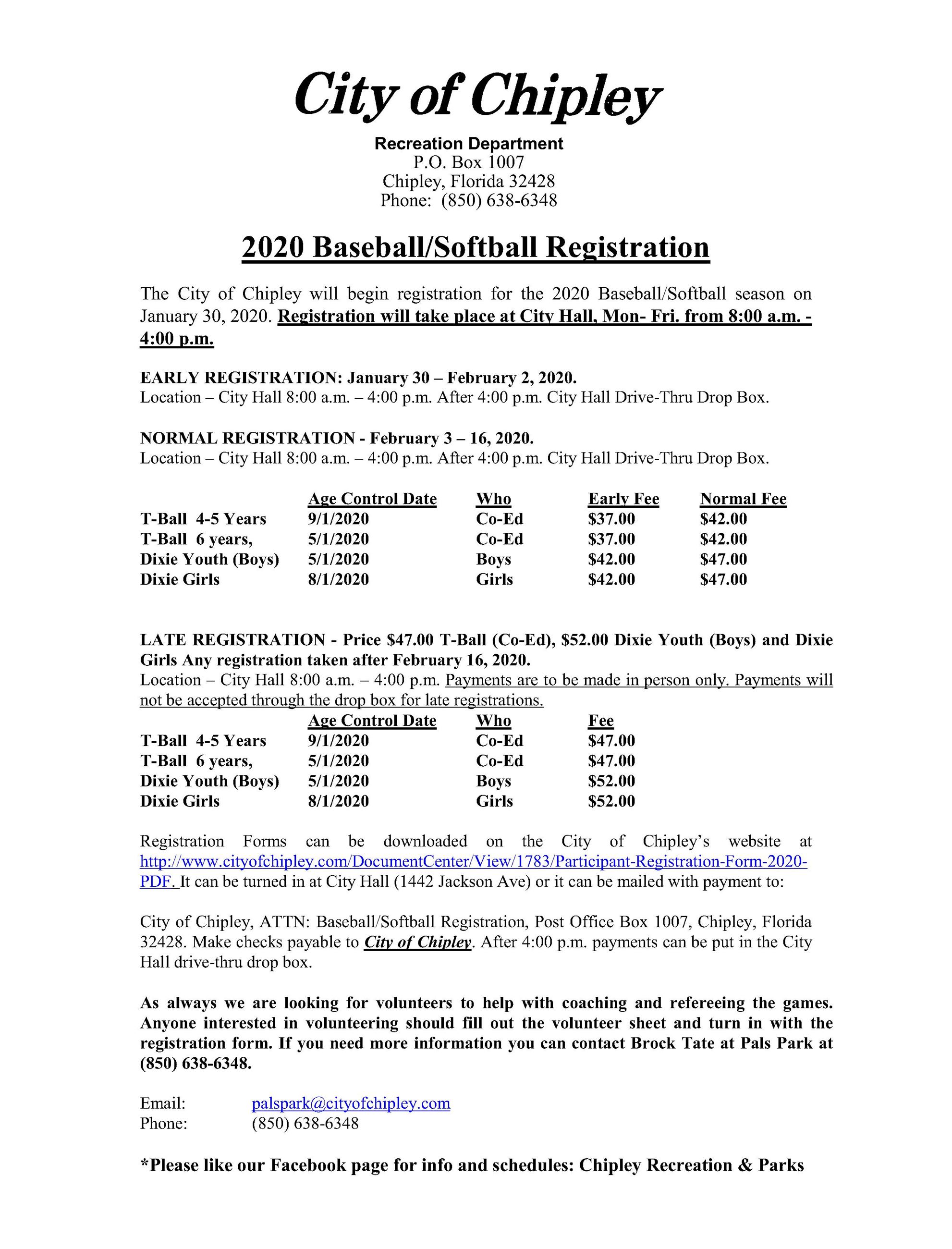 2020 Baseball Softball Flyer